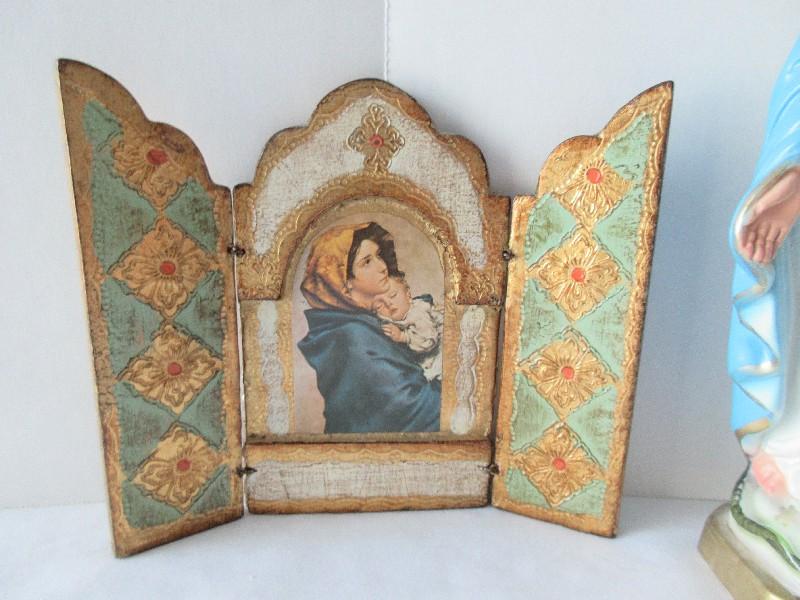 Religious Lot - 2 Triptych Titled "The Little Madonna" Renaissance Florentine Design