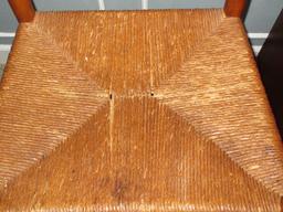 4 Maple Ladder Back Chairs w/ Woven Rush Seats & Pad Feet