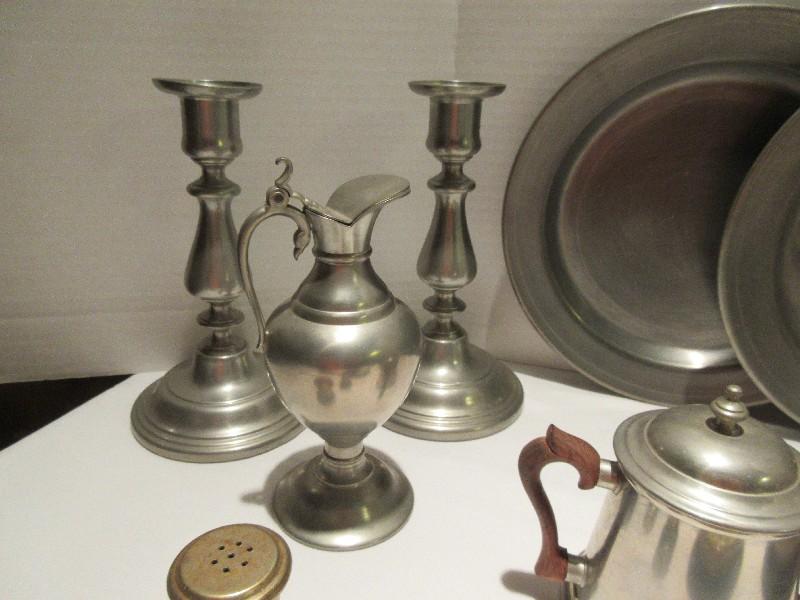 Lot - Misc. Pewter K.M.D Pewter Holland Footed Ewer 7"