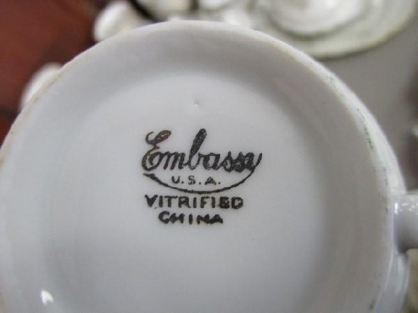 Embassy USA Vitrified China Lot - Gilted Rim/Floral Pattern Ruffled Rim