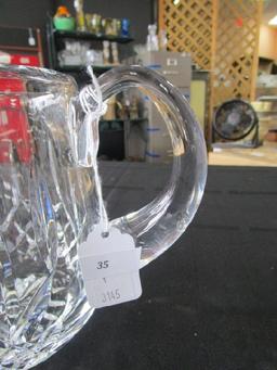 Waterford Crystal Glass Star-Cut Motif Water Pitcher Star-Cut Base w/ Handle