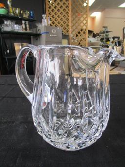 Waterford Crystal Glass Star-Cut Motif Water Pitcher Star-Cut Base w/ Handle