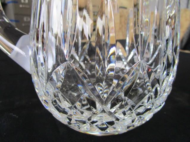 Waterford Crystal Glass Star-Cut Motif Water Pitcher Star-Cut Base w/ Handle