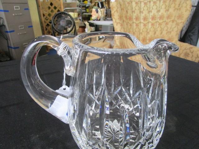 Waterford Crystal Glass Star-Cut Motif Water Pitcher Star-Cut Base w/ Handle