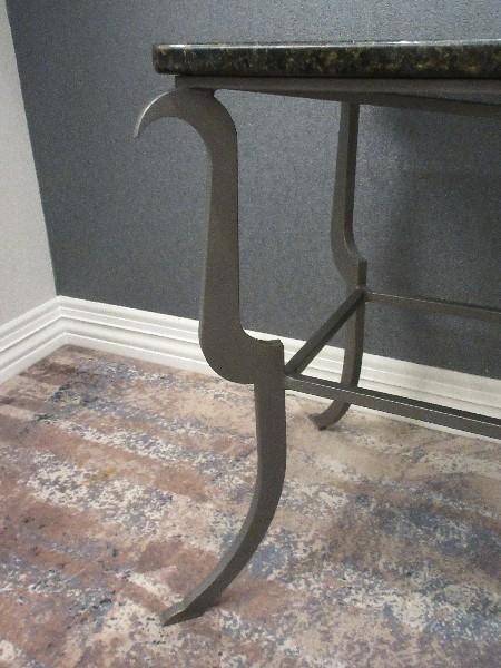 Transitional Modern Design Gray Metal Base Console Table w/ Granite Top