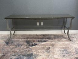 Transitional Modern Design Gray Metal Base Console Table w/ Granite Top