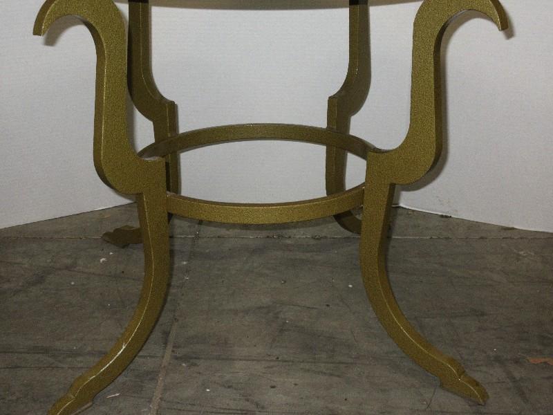 Transitional Modern Design Cast Metal Golden Hue Patina Hammered Finish Round End Table