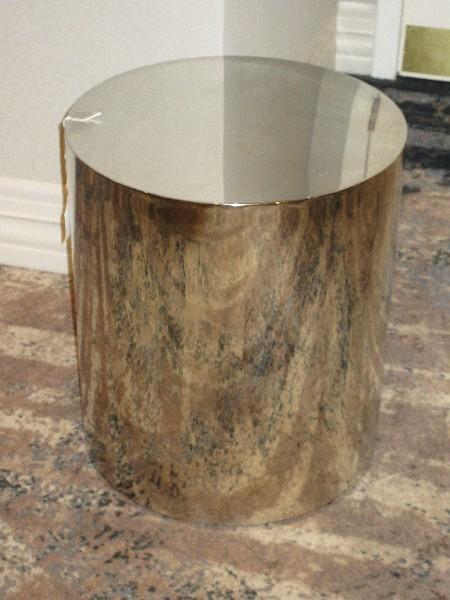 Interlude Home Aubrey Cylinder side Table Iconic Modern Collection Stainless Steel