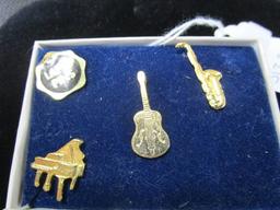 3 Piano, Guitar, Saxophone Lapel Pins