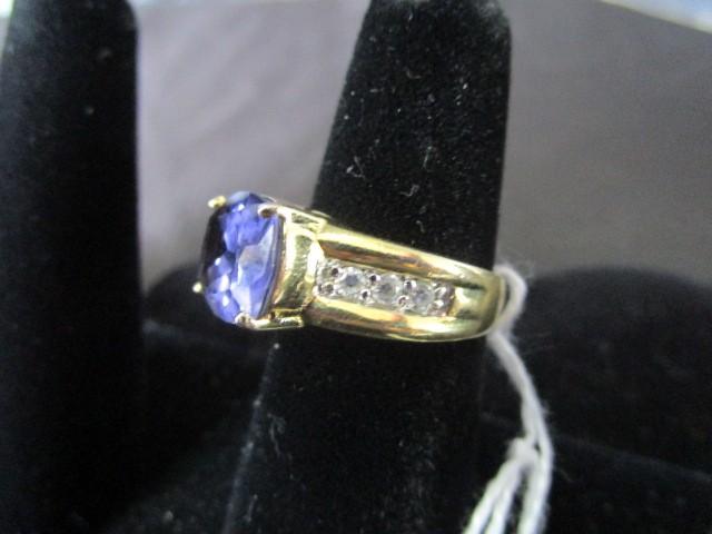 Sapphire/Tanzanite 925 Gold Over Silver Ring