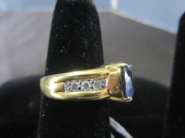 Sapphire/Tanzanite 925 Gold Over Silver Ring