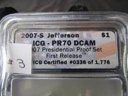 Presidential Proof Set Frist Release Thomas Jefferson $1