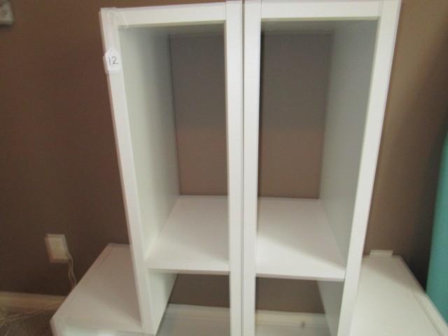 Pair - White Storage Units "L" Shape, 1 Inlay Shelf