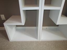 Pair - White Storage Units "L" Shape, 1 Inlay Shelf