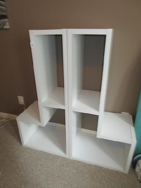 Pair - White Storage Units "L" Shape, 1 Inlay Shelf