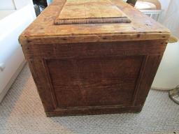 Vintage Wooden Bed Chest w/ Lock, No Key, Panel Motif