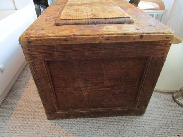 Vintage Wooden Bed Chest w/ Lock, No Key, Panel Motif