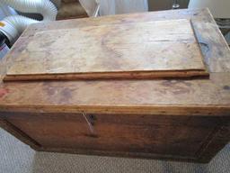 Vintage Wooden Bed Chest w/ Lock, No Key, Panel Motif