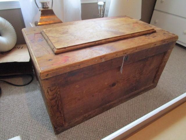 Vintage Wooden Bed Chest w/ Lock, No Key, Panel Motif
