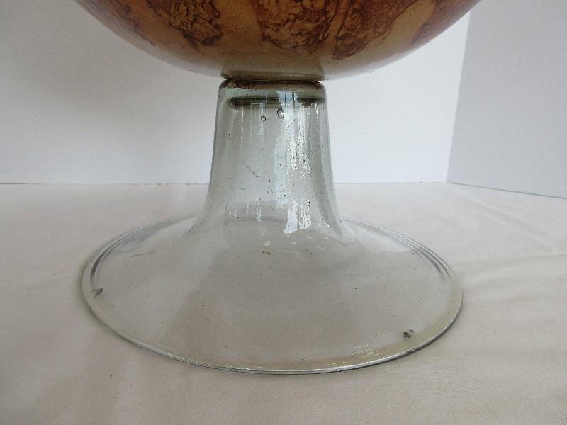 Large Venetian Art Glass Hand Blown Pedestal Bowl Brown Mottled