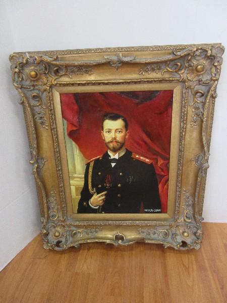 Portrait of Tsar Nicolas II Russia Original Oil on Canvas Artist Signed Nicolas Servo