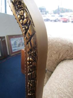 Wall Mounted Mirror in Ornate Floral Design Wood Frame/Matt w/ Thistle Pediment