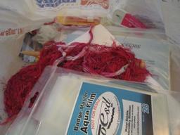 Lot - 3 Carry Covers w/ Misc. Colored String/Cotton Spools/Knitting Equipment