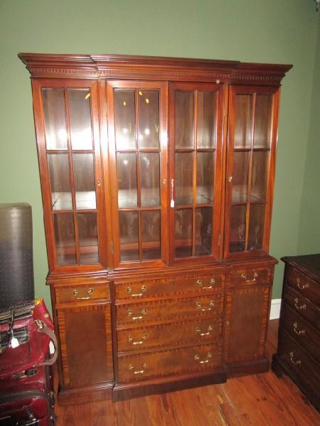 Council Mahogany China Cabinet w/ Silverware Drawer, 6 Drawers, 2 Side Doors