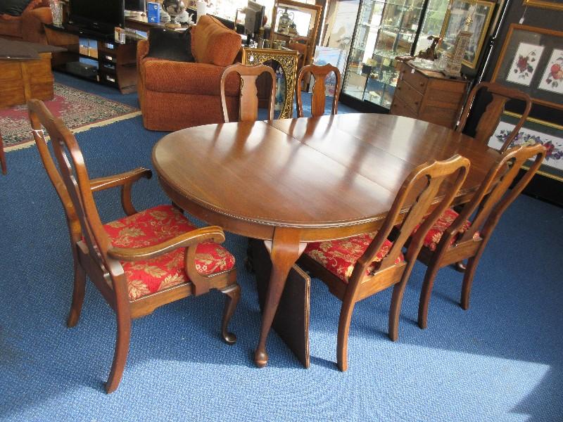 Exquisite Pennsylvania House Solid Cherry Queen Anne Style Dining Table w/ 2 Leaves, 6 Chairs