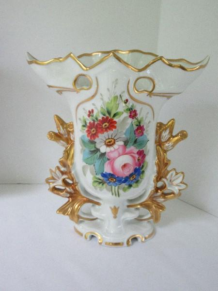 3 Piece - Vintage Vista Alegre Portugal Old Paris Porcelain Spill Mantle Vases