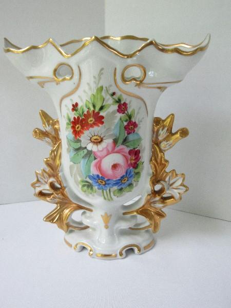 3 Piece - Vintage Vista Alegre Portugal Old Paris Porcelain Spill Mantle Vases