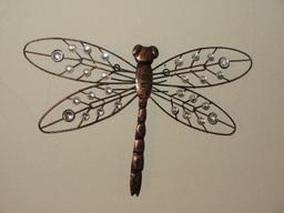 Set - Metal Wall Décor Bejeweled Accents, 2 Butterflies & Dragonfly