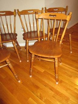 6 Maple Curved Spindle Back Chairs Ring Turned Legs