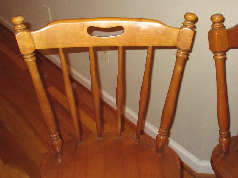 6 Maple Curved Spindle Back Chairs Ring Turned Legs