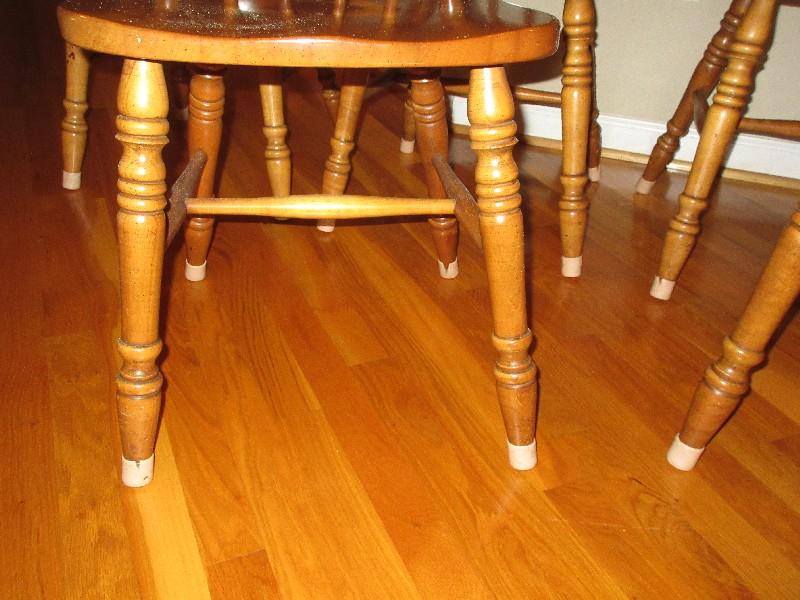 6 Maple Curved Spindle Back Chairs Ring Turned Legs