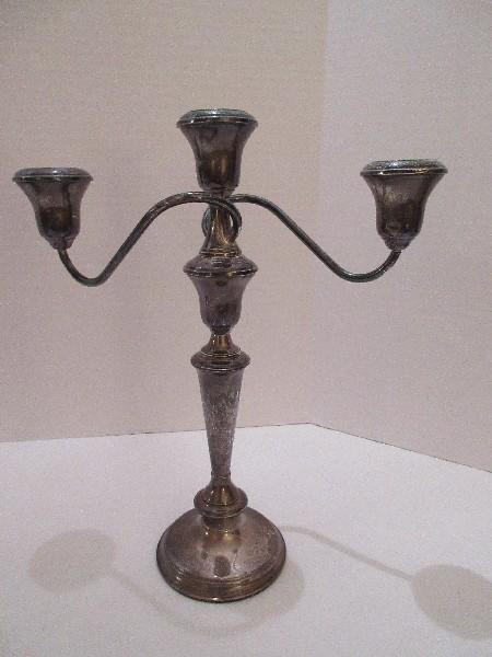 Pair - Simpson, Hall, Miller & Co. Sterling Triple Candelabras w/ Reinforced Base