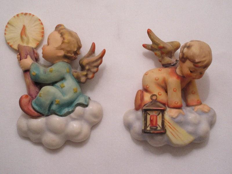 2 Goebel Hummel Angelic Wall Plaques Titled "Merry Christmas" & "Searching Angle"