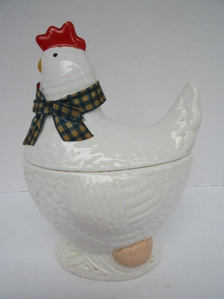 Gallery Originals Ceramic Hen w/ Egg & Bow Cookie Jar