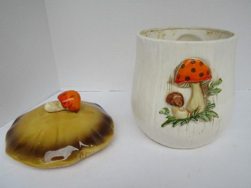 Retro Merry Mushroom Ceramic Cookie Jar by Sears Circa 1970's