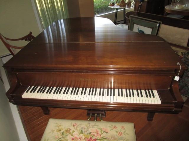 Mahogany Frame Baby Grand Piano Arrow Feet on Casters by Wm. Knade & Co.