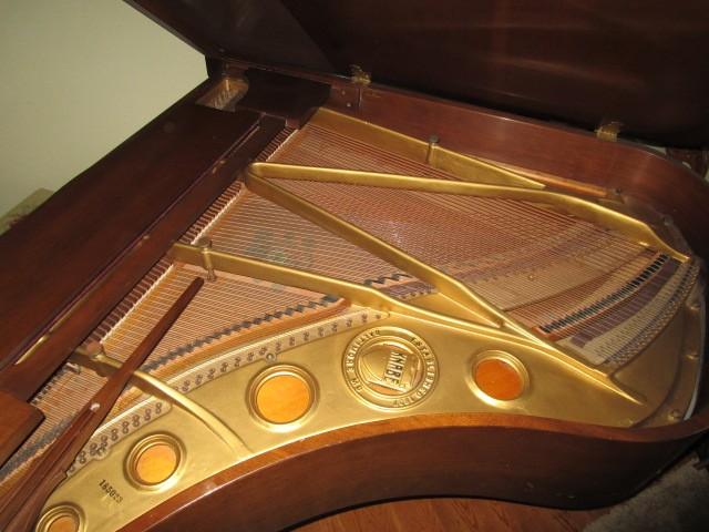 Mahogany Frame Baby Grand Piano Arrow Feet on Casters by Wm. Knade & Co.