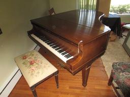 Mahogany Frame Baby Grand Piano Arrow Feet on Casters by Wm. Knade & Co.