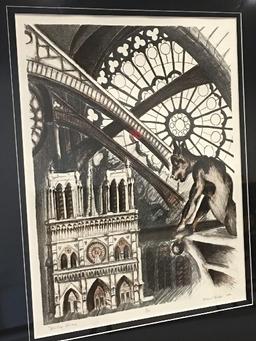 "Notre Dame" by Michael Parker Lithograph