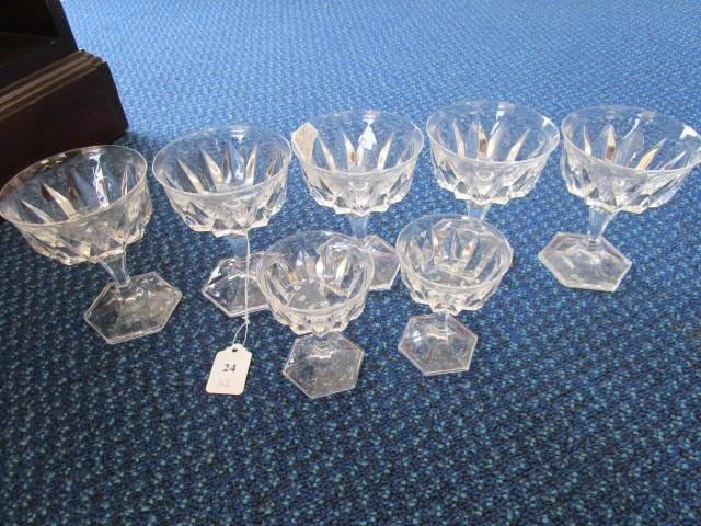 Lot - Cristal D'Arques Chaumont Pattern 5 Champagne Saucers, 2 Port Glasses