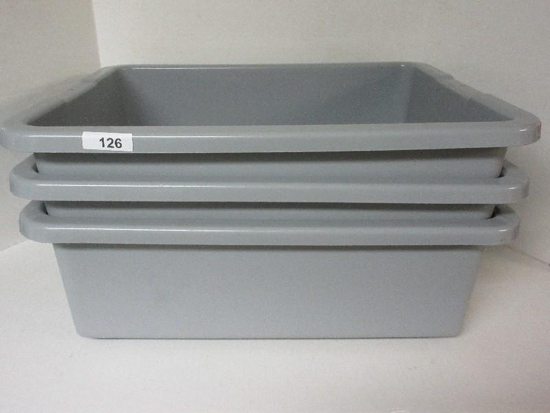 3 Rubbermaid Commercial Products Utility Tote Box w/ Handles