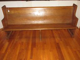 Mixed Wooden Church Pew 77" L w/ Hymn Book Rack & Communion Cup Holder