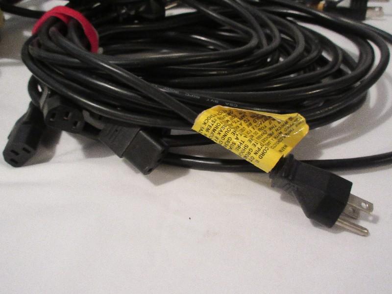 Lot - 18 AWG Type CATV Cables, Coleman Power Cords w/ Plugs & Power Cords, Etc.