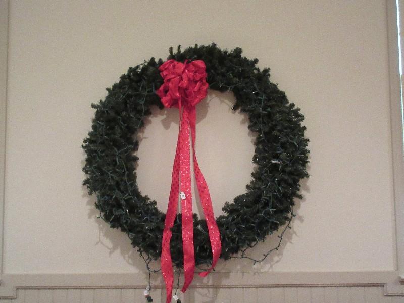 Impressive Huge 50" D Lighted Evergreen Fir Christmas Wreath