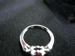 925 Stamped Ring w/ Ruby in 4 Claw Setting