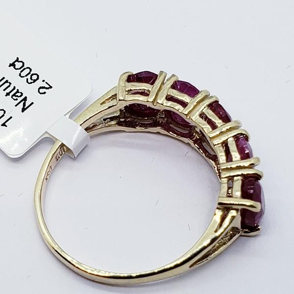 10K Yellow Gold Natural 5 Ruby 2.6ct. Ring